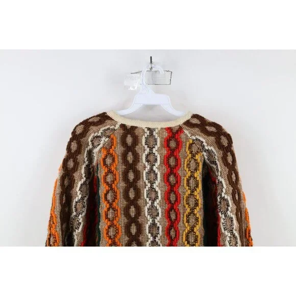 Vtg 60s 70s Mid Century Modern Womens OSFA Rainbow Fringed Sweater Cape Cardigan
